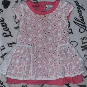 Pink layered white lace dress